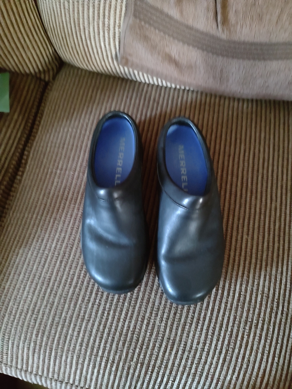 Merrell Black Slip-On Leather Clogs